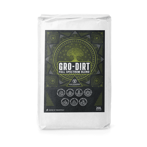 A 20L bag of GRO-DIRT Full Spectrum on a transparent background.