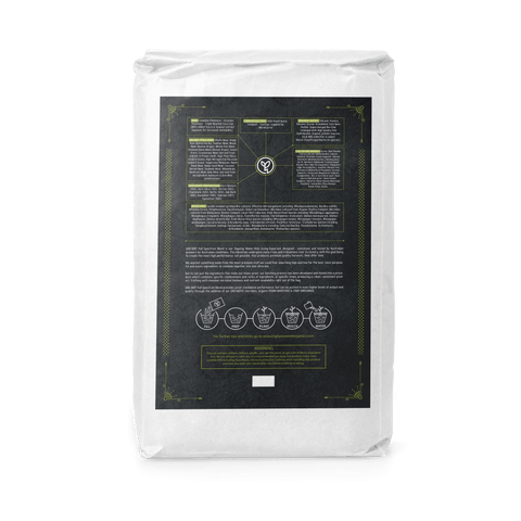 The back of a 40L bag of GRO-DIRT Full Spectrum on a transparent background.