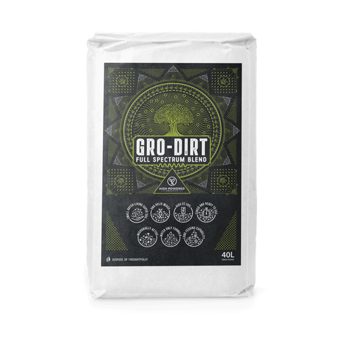 A 40L bag of GRO-DIRT Full Spectrum on a transparent background.